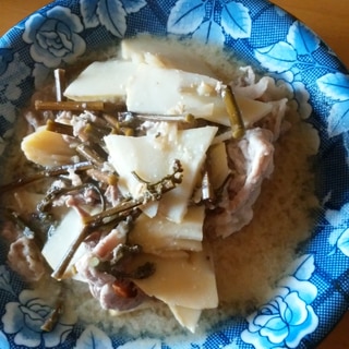 豚肉と筍とわらびの味噌煮